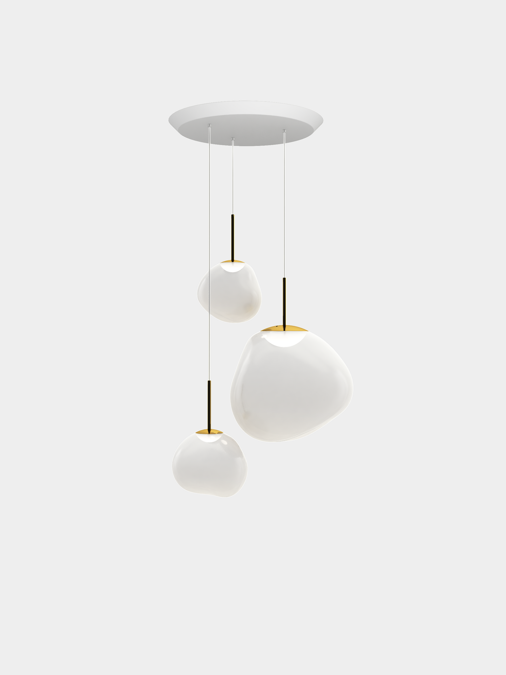 Melt Pendant System Trio Round Opal/Gold LED EU LED / Trio-Round / Gold