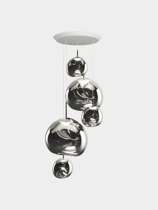 Melt Pendant System Large Round Opal/Silver LED EU LED / Large-Round / Silver