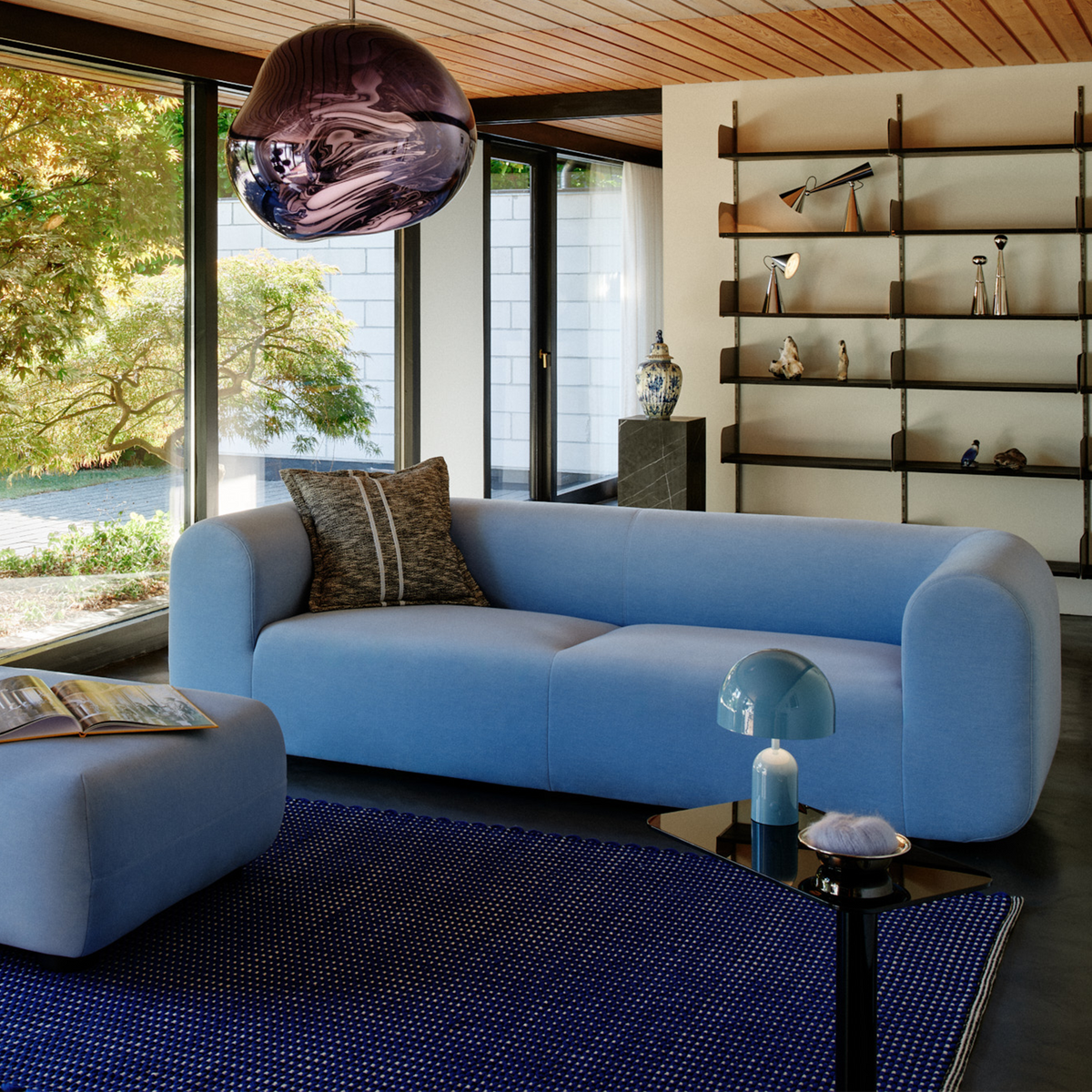 Plump 2.5-Seater Fixed Sofa | Black Kvadrat Gentle Velvet