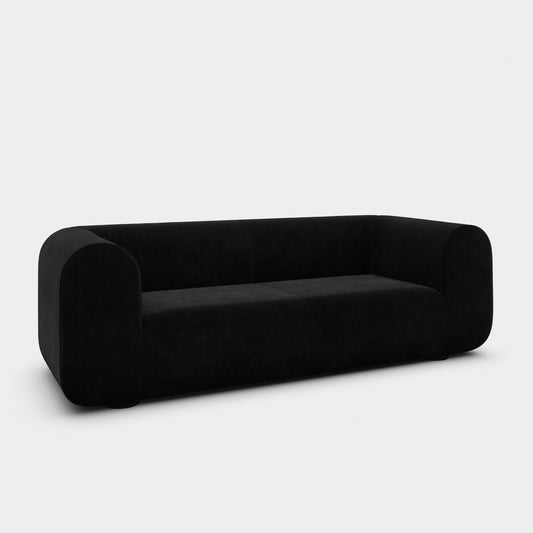 Plump 2.5-Seater Fixed Sofa | Black Kvadrat Gentle Velvet